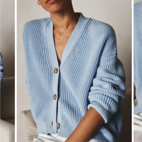 Quince Organic Cotton Fisherman Boxy Cropped Cardigan - Picture 2 of 6